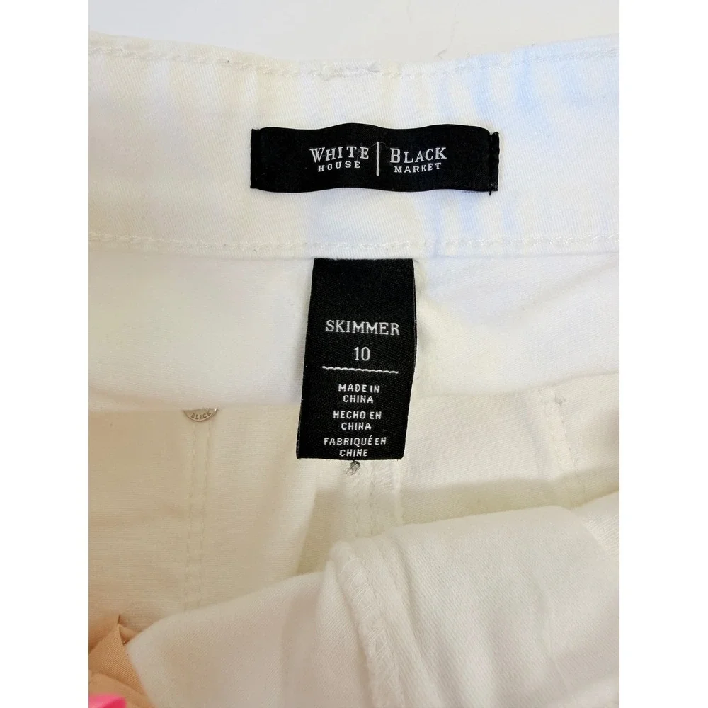 White House Black Market Skimmer White Cropped Denim Jeans Size 10 Mid Rise - Picture 11 of 11